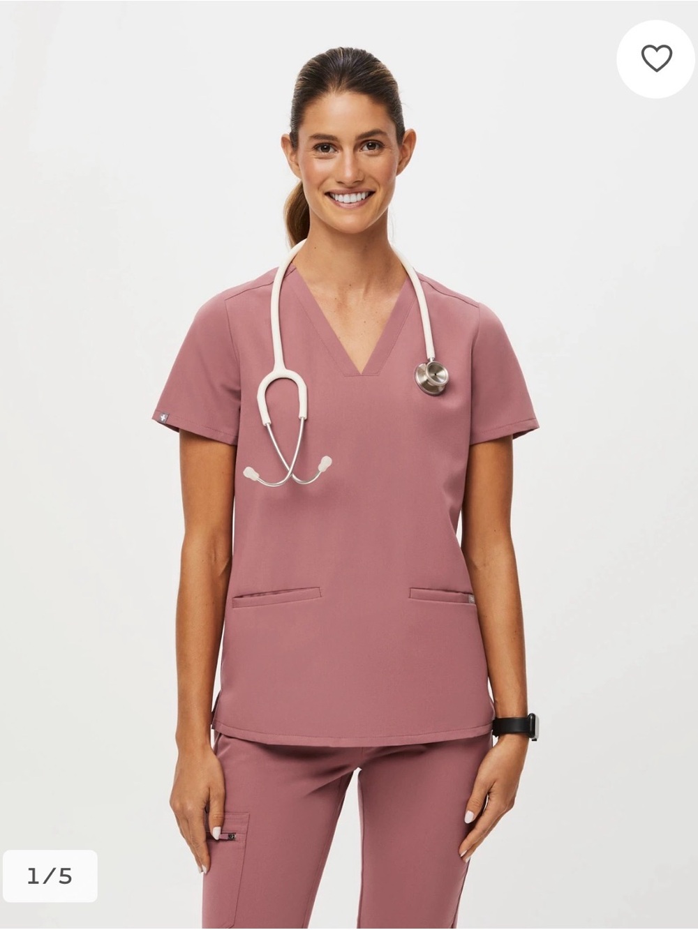 Figs Women's Casma Scrub Top Mauve